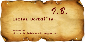 Iszlai Borbála névjegykártya