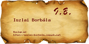 Iszlai Borbála névjegykártya